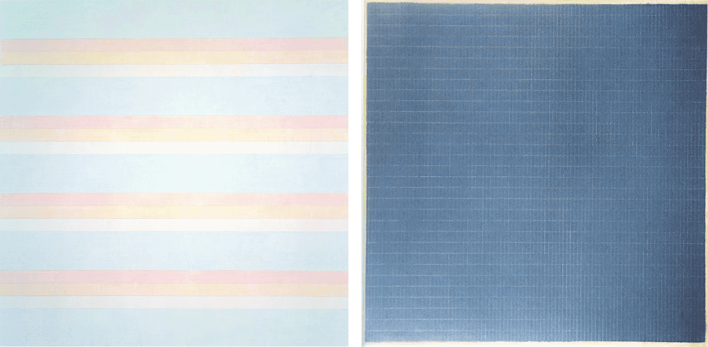 two agnes martin paintings